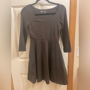 Pact gray three quarters sleeve fit and flare dress